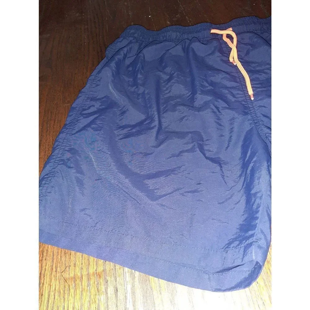 Boys XL Blue with Orange Drawstring Swim Trunks Shorts Swimwear Bathing Suit